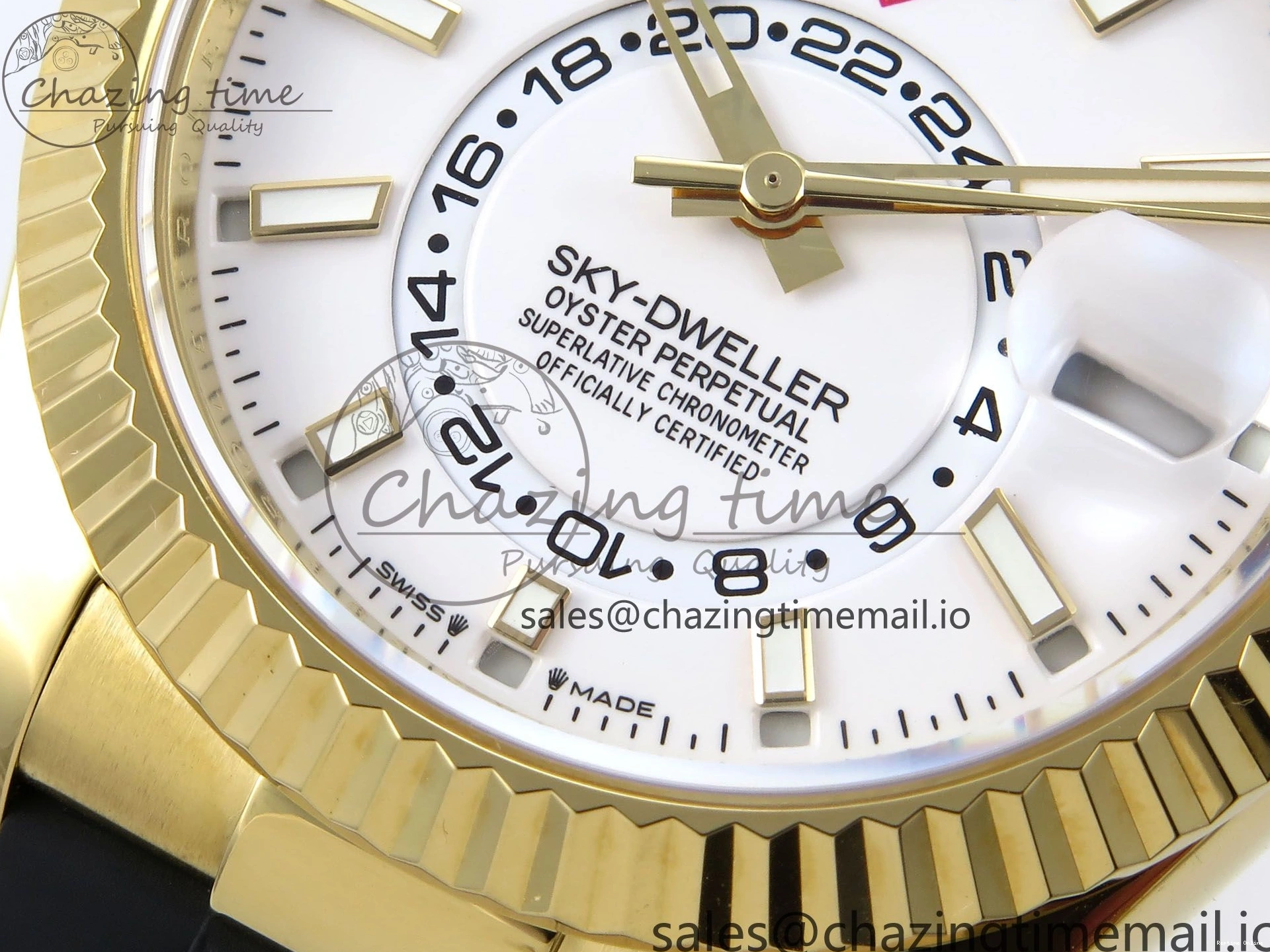 0701 Trendy Sky-Dweller 336238 YG ZF 1:1 Best Edition White Dial on Oysterflex Strap A23J (Gain Weight) 904